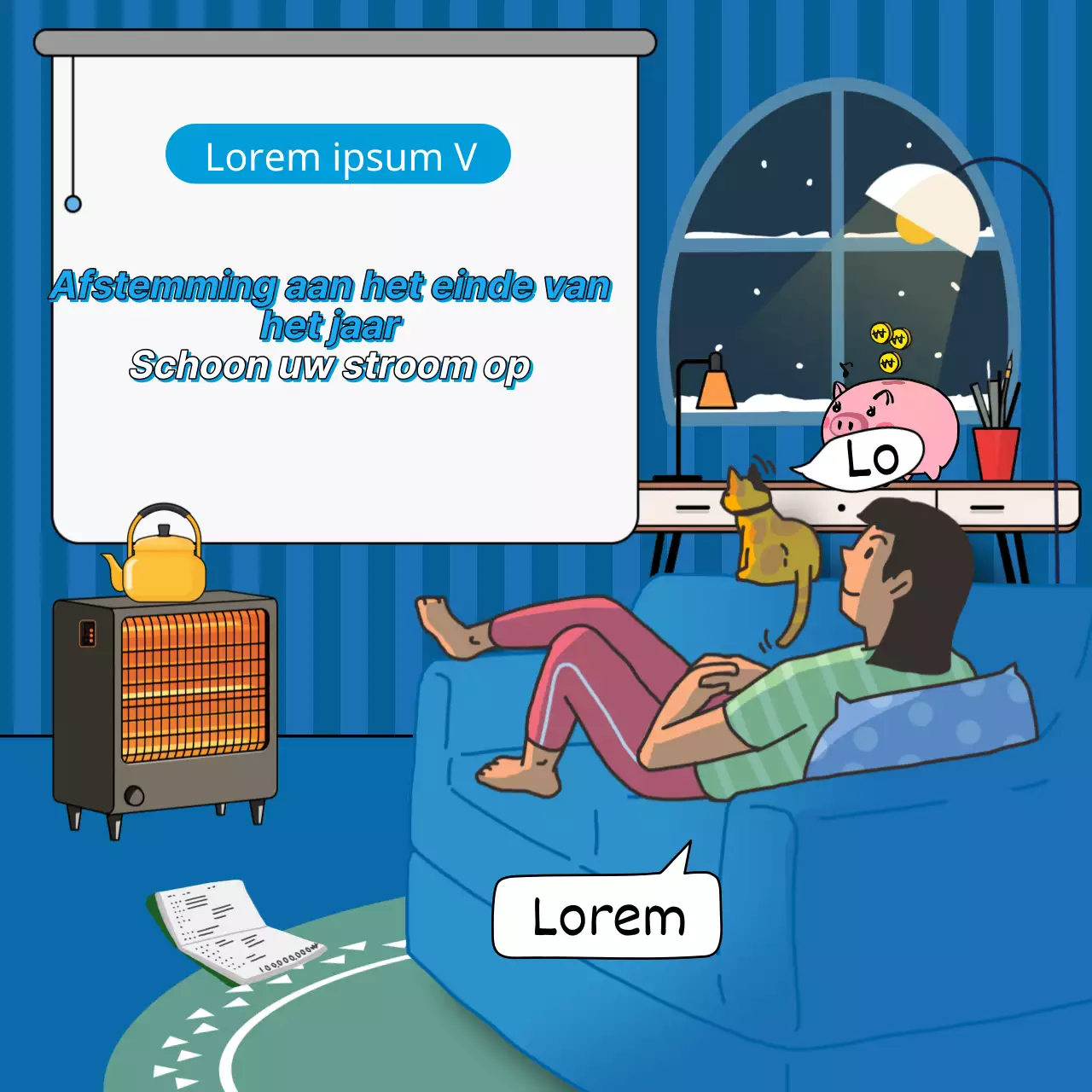 Marineblauw en wit boekhouden in een notendop