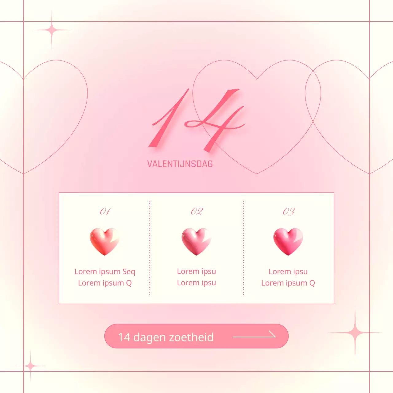 Promoot een trendy Valentijnsevenement met een ivoorkleurige en roze achtergrond