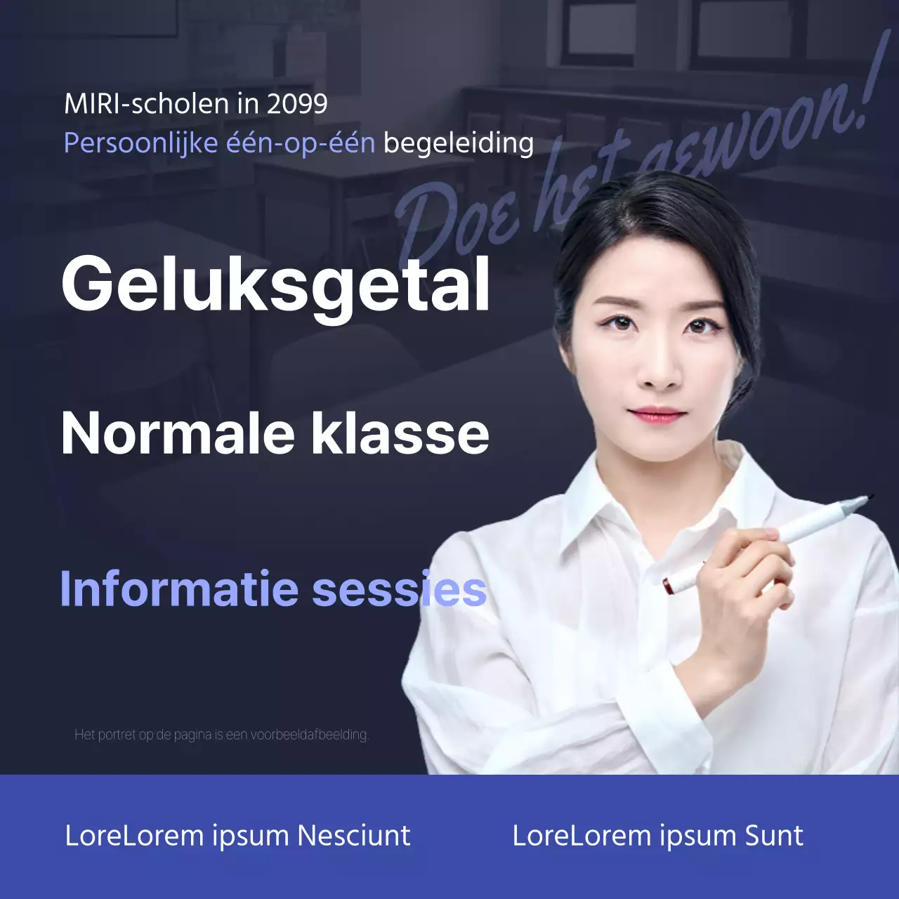 Blauw en marineblauw prestige toelatingsinformatie sessies promoten