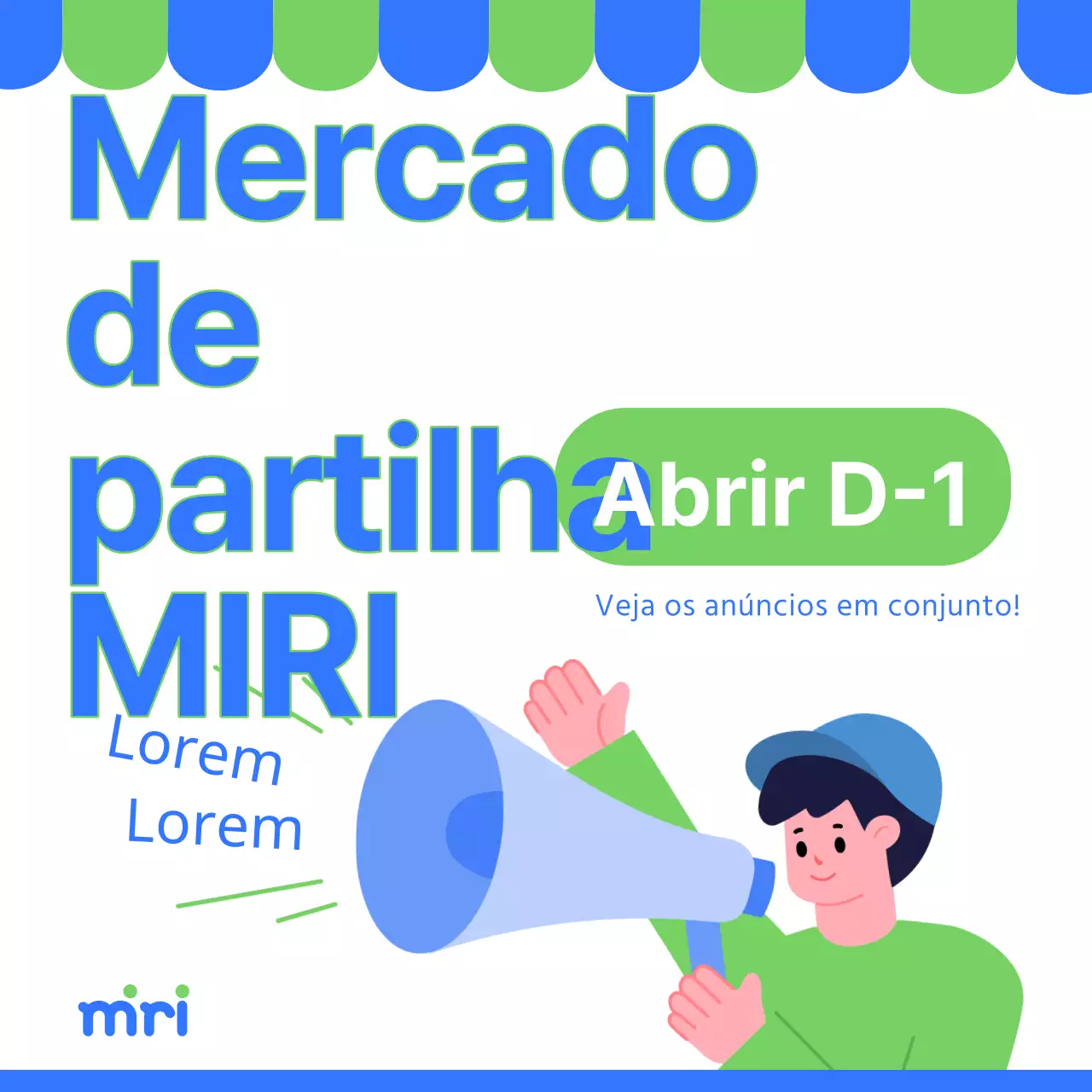 Anúncio de um mercado de partilha verde e azul