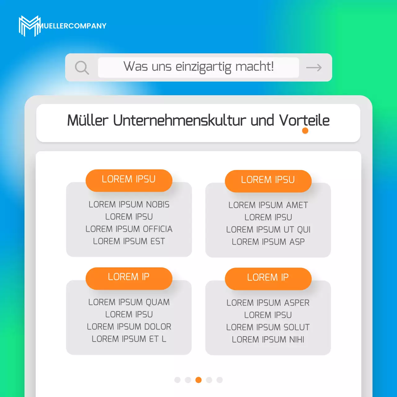 Ein einfaches blaues und fluoreszierendes Pitchbook für Unternehmen