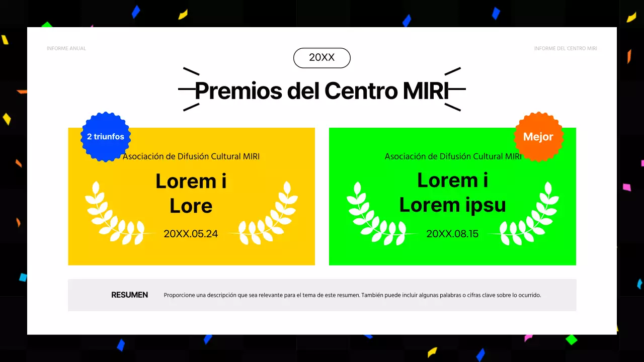 Informes financieros de fin de año en rosa fuerte y colores fluorescentes