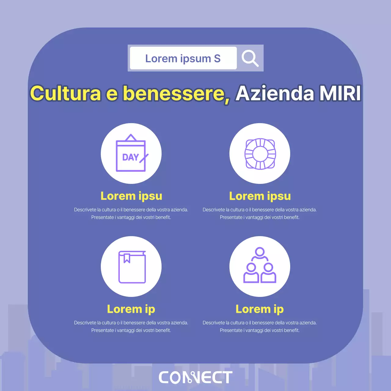 Una lettera di presentazione aziendale minimalista in viola e giallo