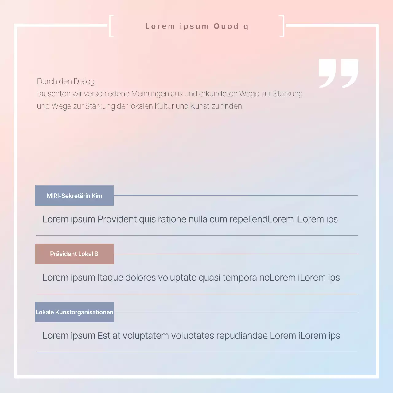 Ein einfacher rosa und hellblauer Ergebnisbericht