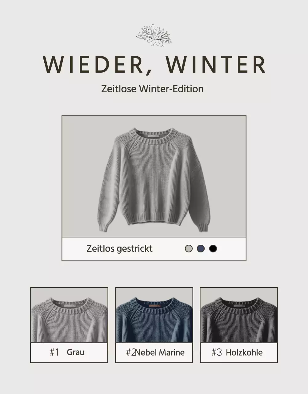Moderne Winterstrickanzeige in Beige und Braun