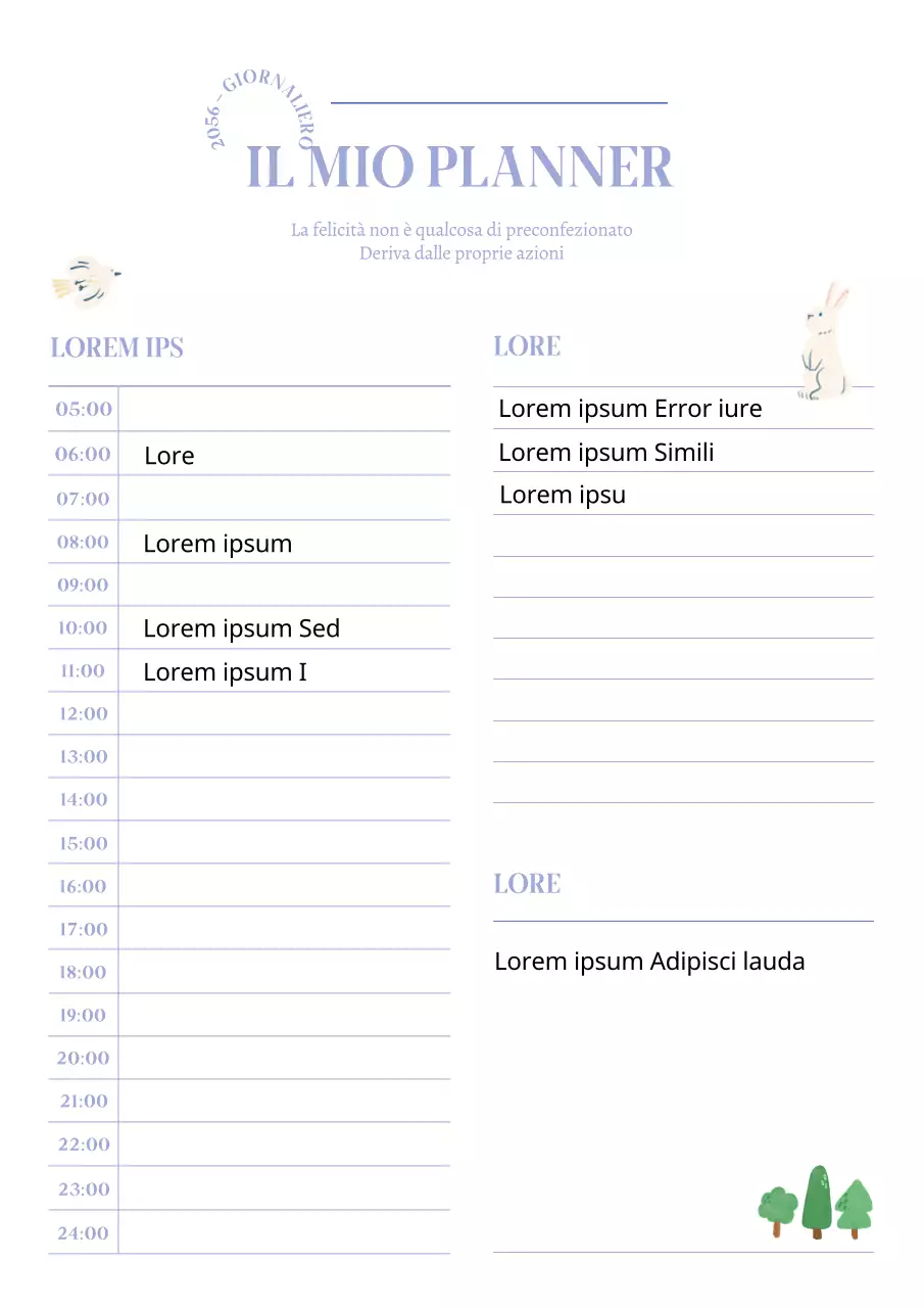 Piano orario semplice in malva e avorio