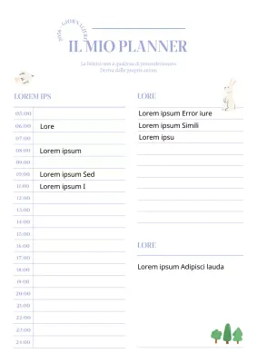 Piano orario semplice in malva e avorio