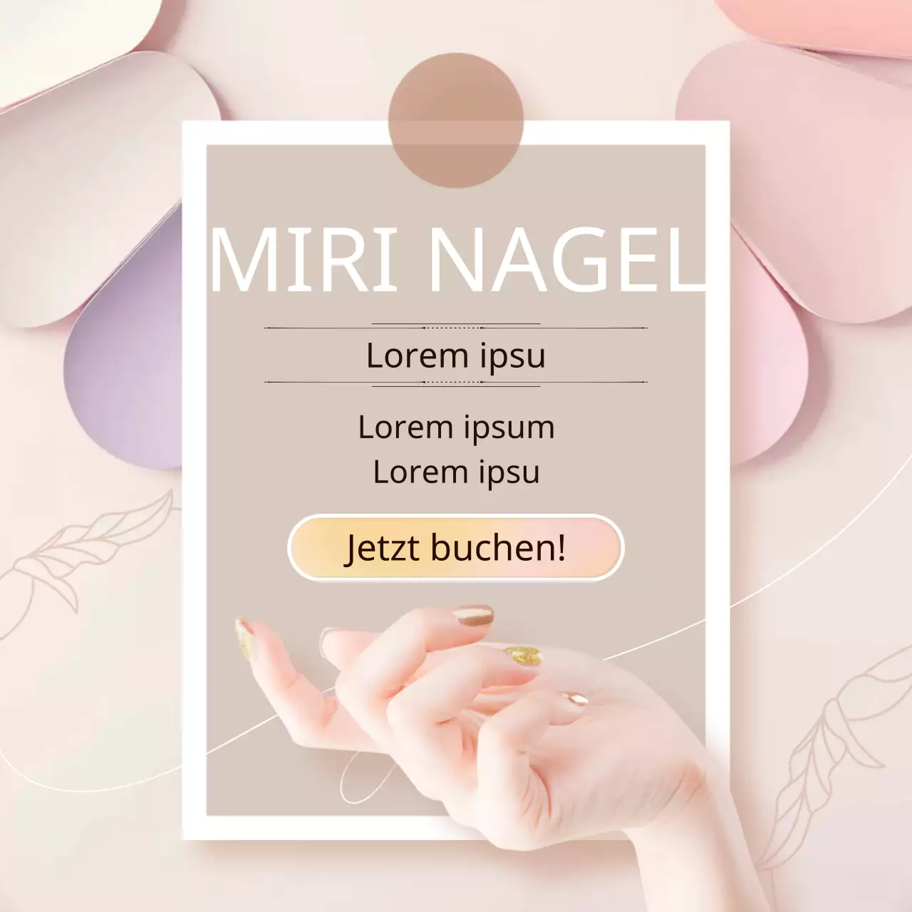 Ankündigung eines luxuriösen Nagelstudios in Beige