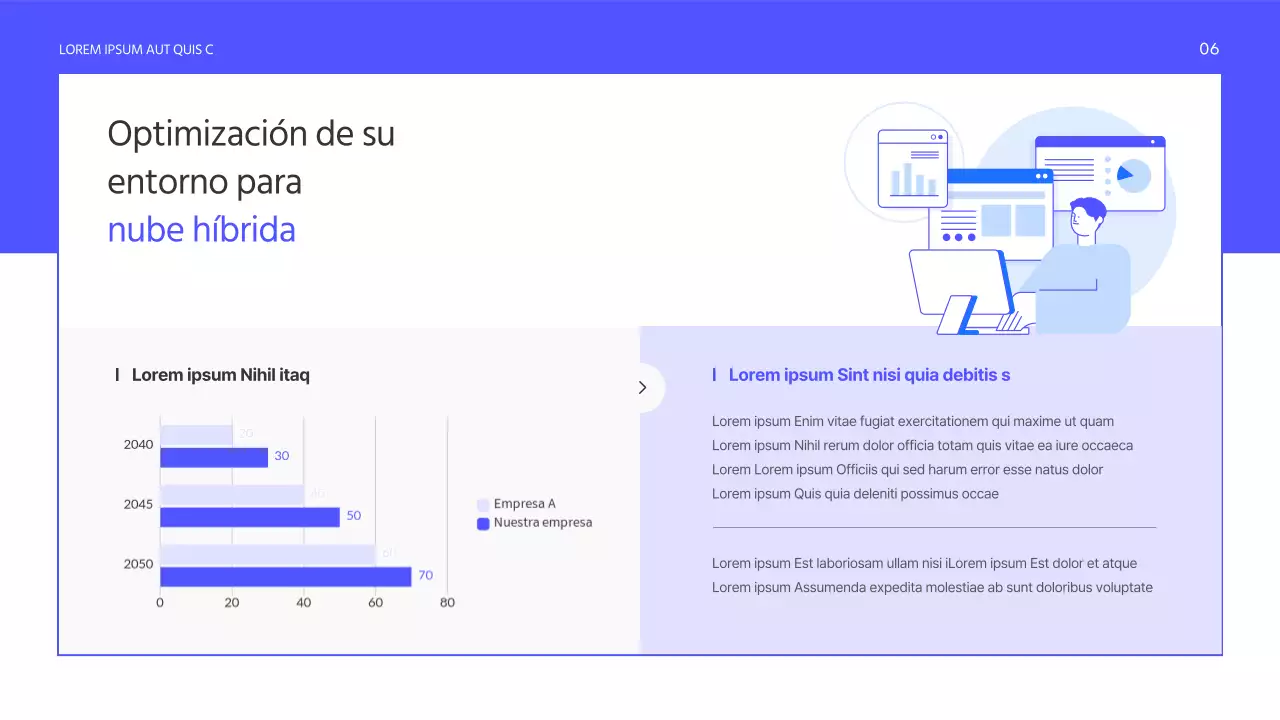 Un sencillo folleto morado de servicios a empresas