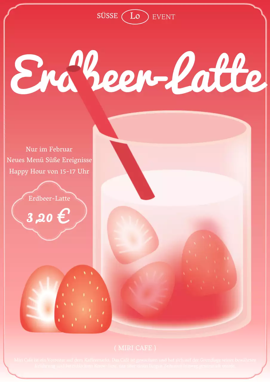 Kitschiges Café in Rot und Rosa, neues Menü, Veranstaltungsflyer