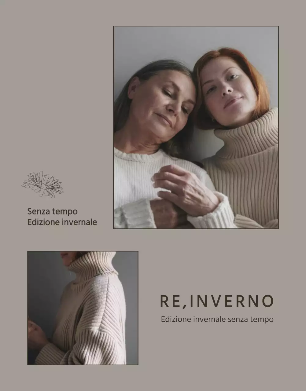 Annuncio di maglieria invernale moderna in beige e marrone