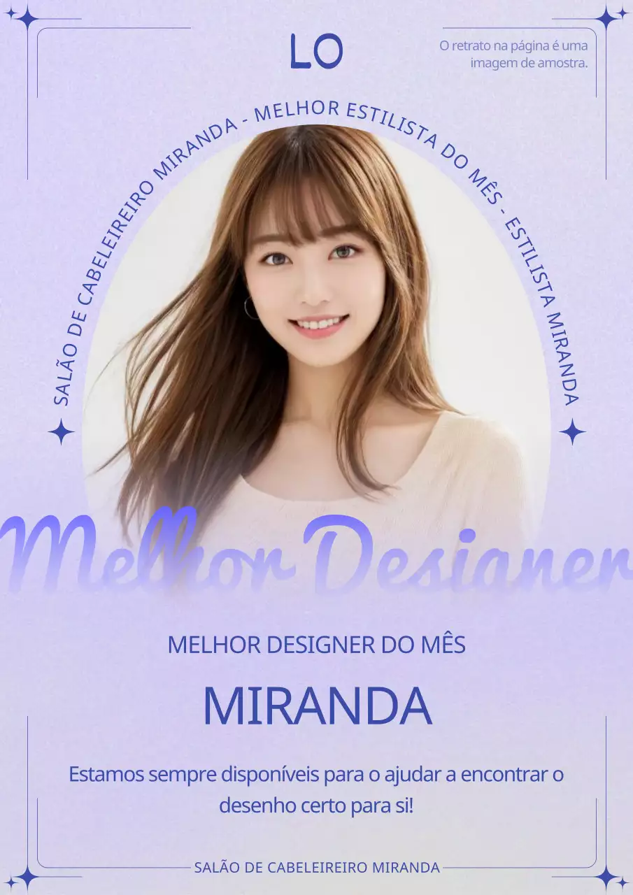 Anúncio do designer roxo do mês