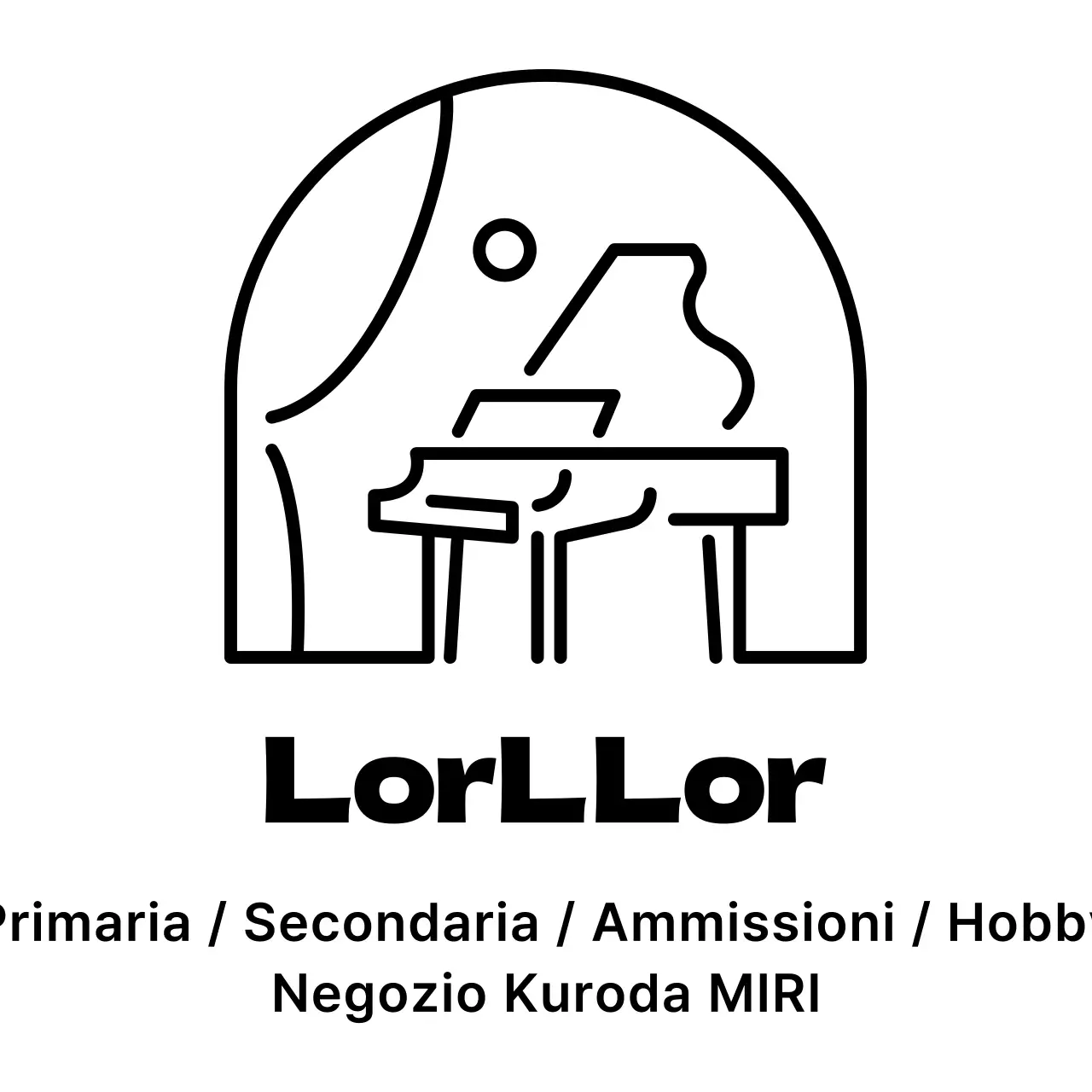 Disegno di scuola di pianoforte con icona di paesaggio del pianoforte