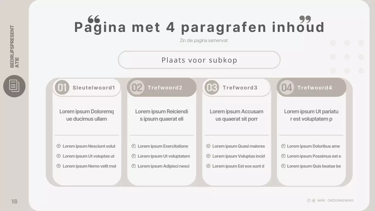 Een eenvoudige, beige bedrijfspresentatie