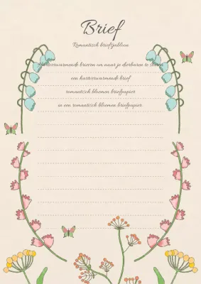 Klassiek geïllustreerd briefpapier met bloemen in beige en roze