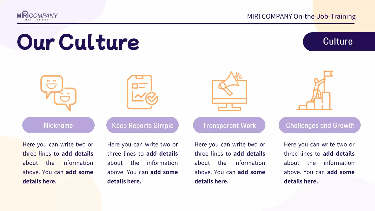 A simple HR training guide in mauve and orange
