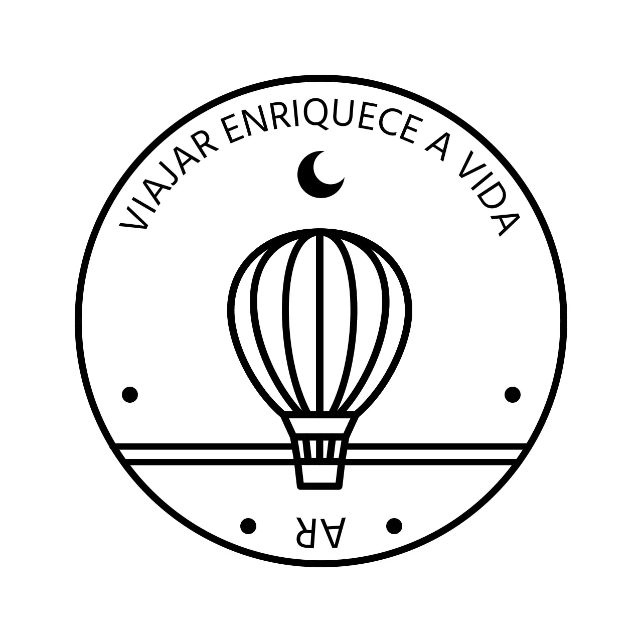 Logotipo de carimbo de balão de ar quente com lua