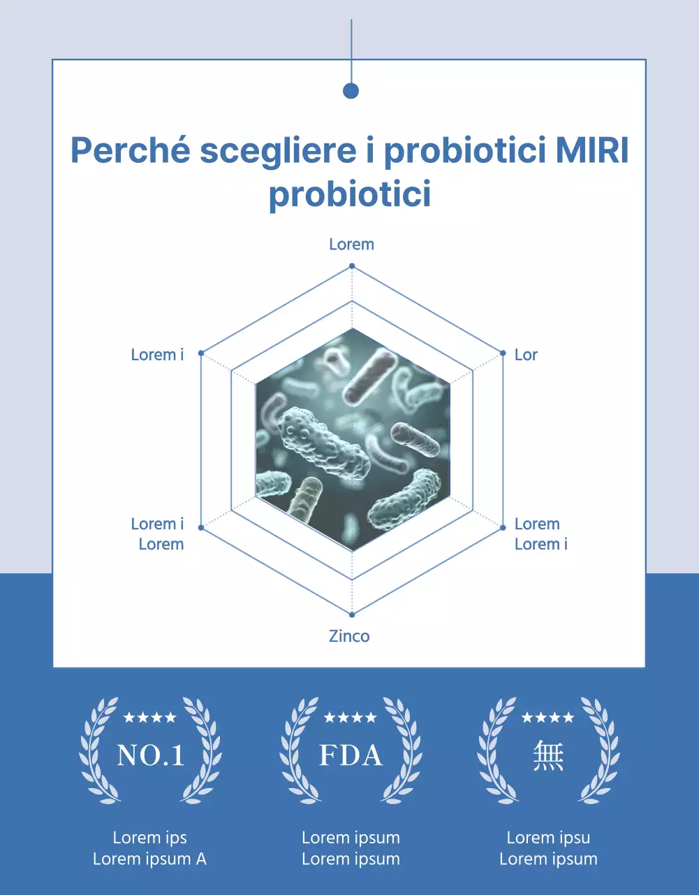 Briefing sul prodotto Lactobacillus semplice in blu navy e azzurro