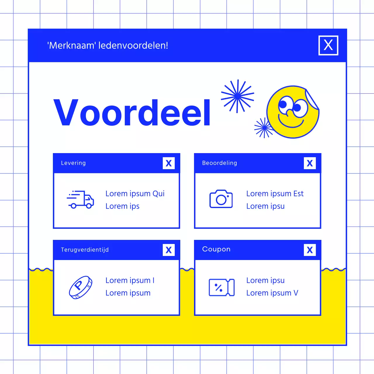 Het merk van een blauw dessert promoten.