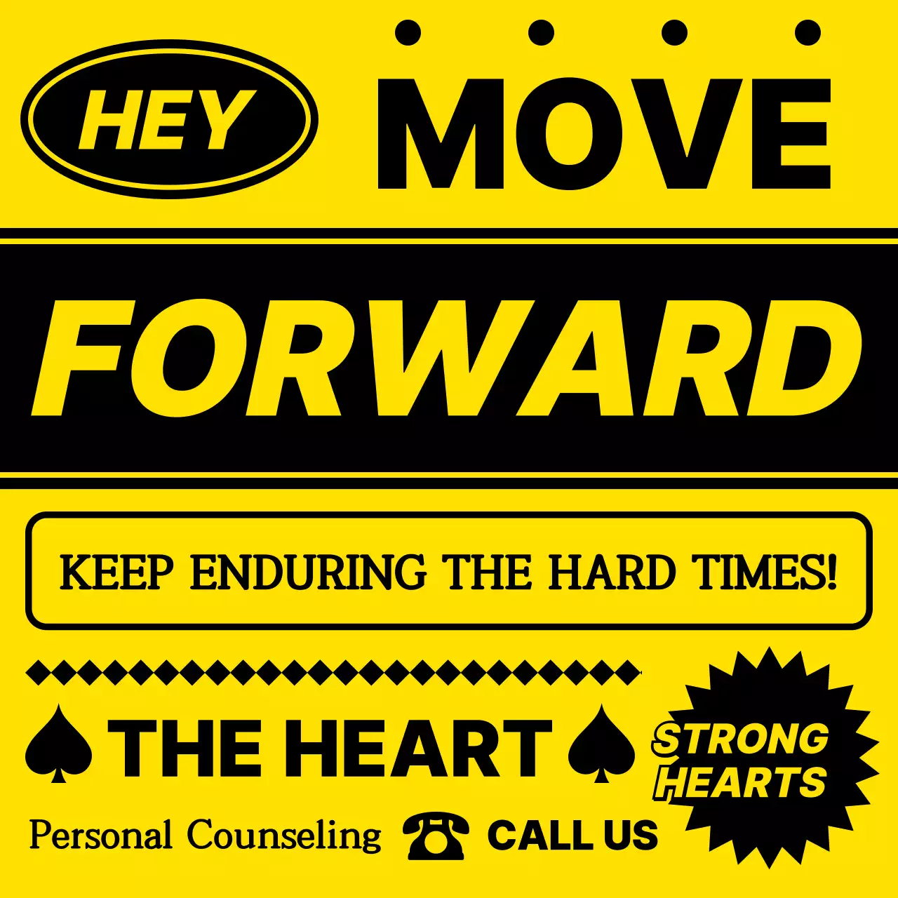 A retro schoolyard moral in yellow and black.