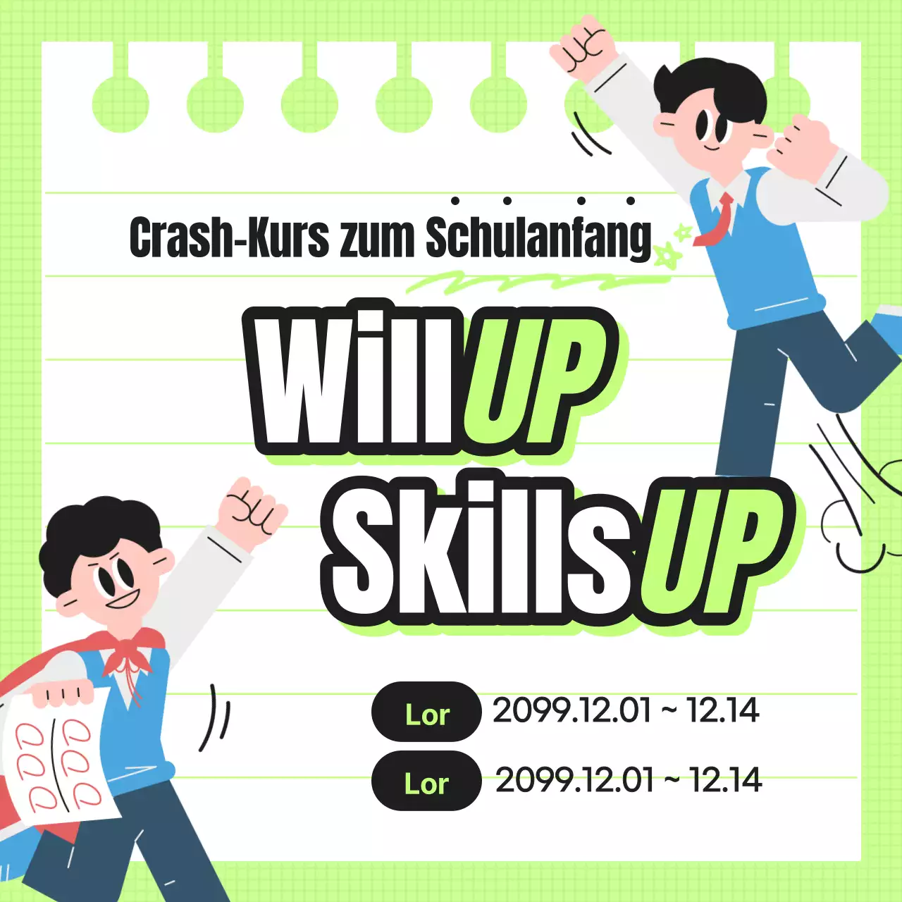 Werben Sie mit lindgrünen Akzenten für die Schulanfangsaktion