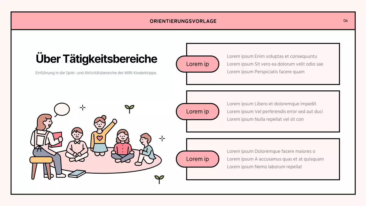 Ein einfaches rosa und lindgrünes Orientierungsschreiben für Kindertagesstätten