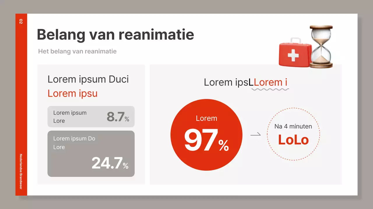 Eenvoudig rood en bruin reanimatiemateriaal