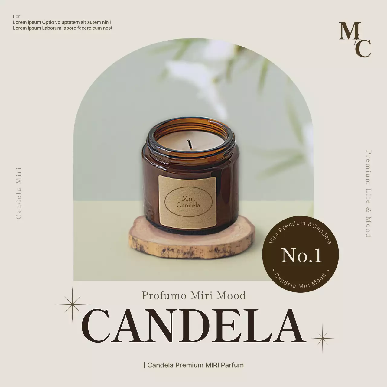 Promuovere una semplice candela in beige