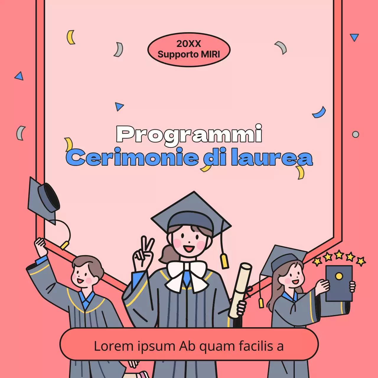 Celebrazione del completamento del programma in rosso e blu