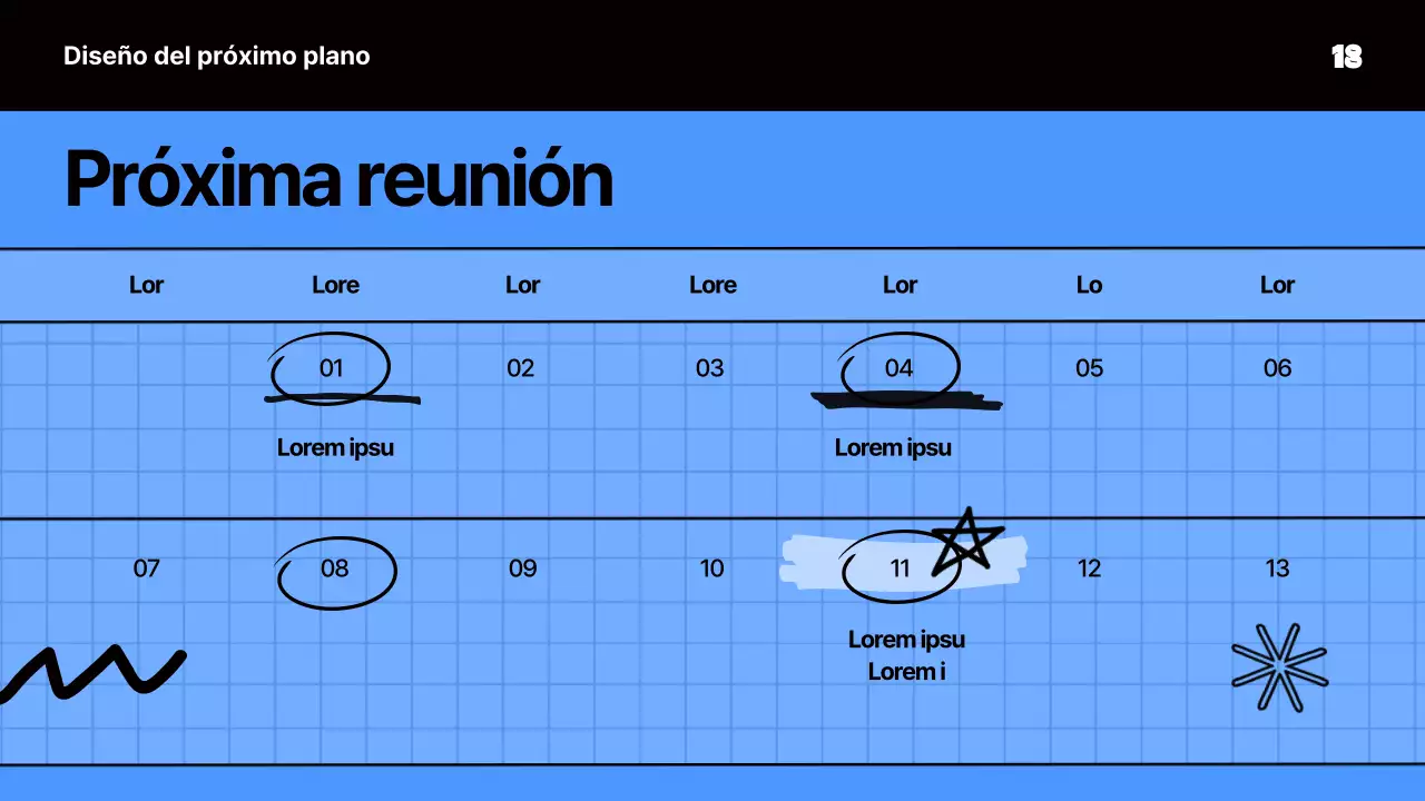 Material de reunión kitsch en azul