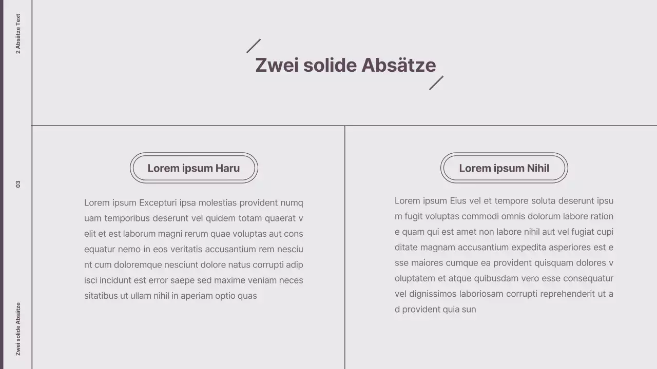 Erläuterung des minimalistischen Layouts in Lila