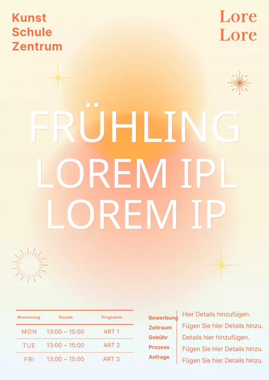 Orangefarbenes, minimalistisches Zentrum wirbt für Mitgliedschaft im Frühjahrssemester