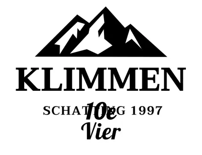 Een eenvoudig concept voor een bergsportvereniging met bergillustraties en schreefletters