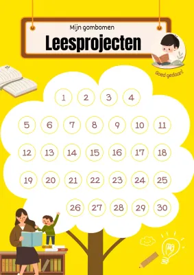 Schattig geel leesplankje met sticker