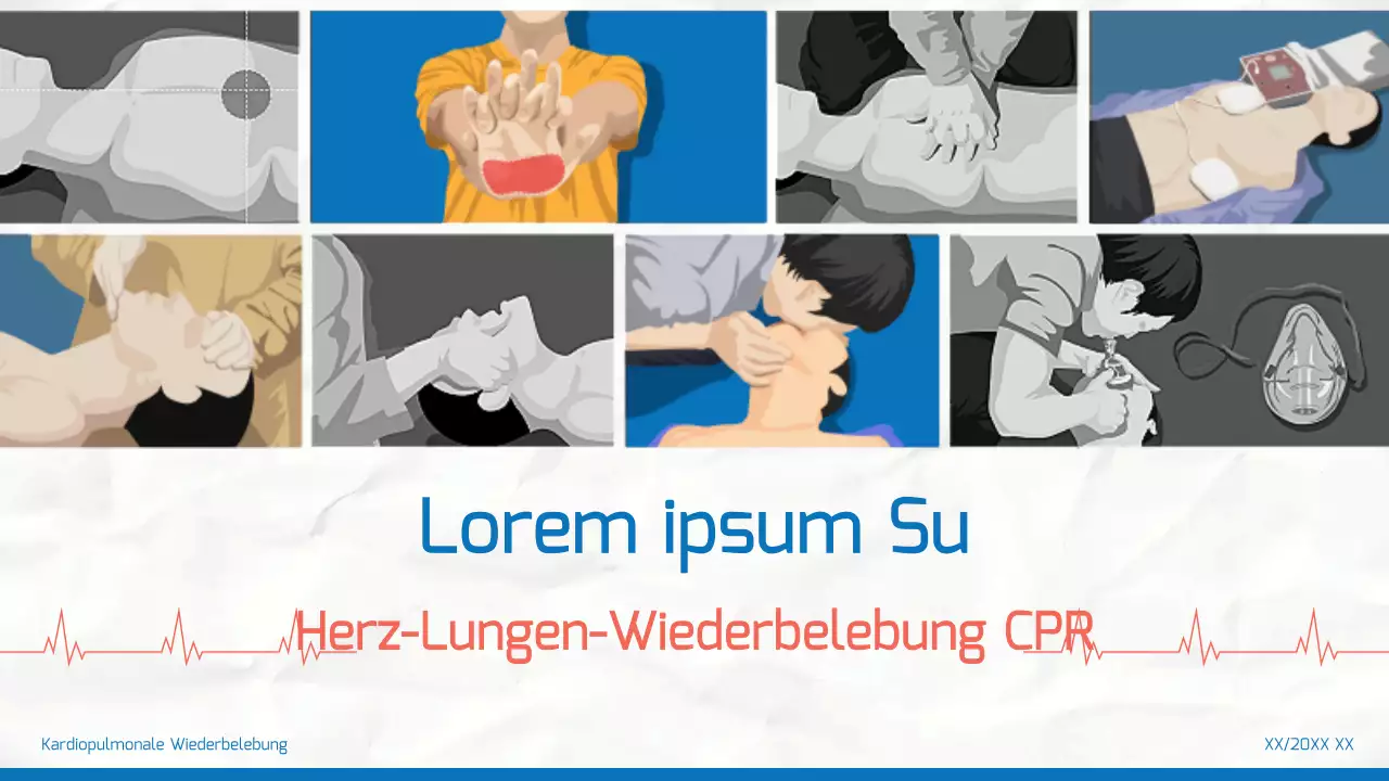 Einfache CPR-Schulungsmaterialien in Blau