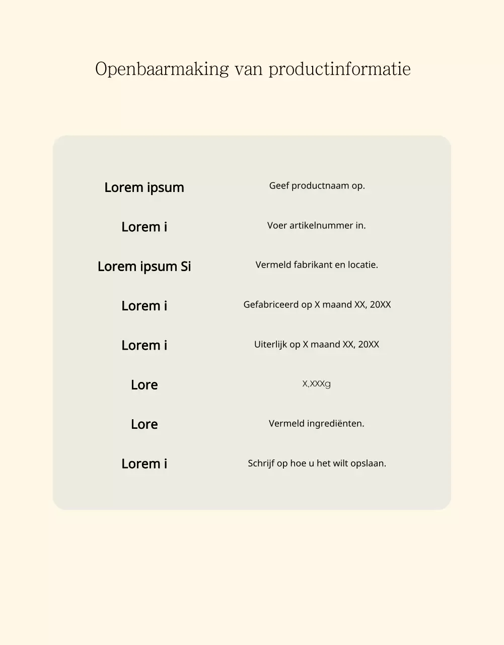 Aankondiging van de verkoop van een eenvoudige beige en ivoorkleurige taart