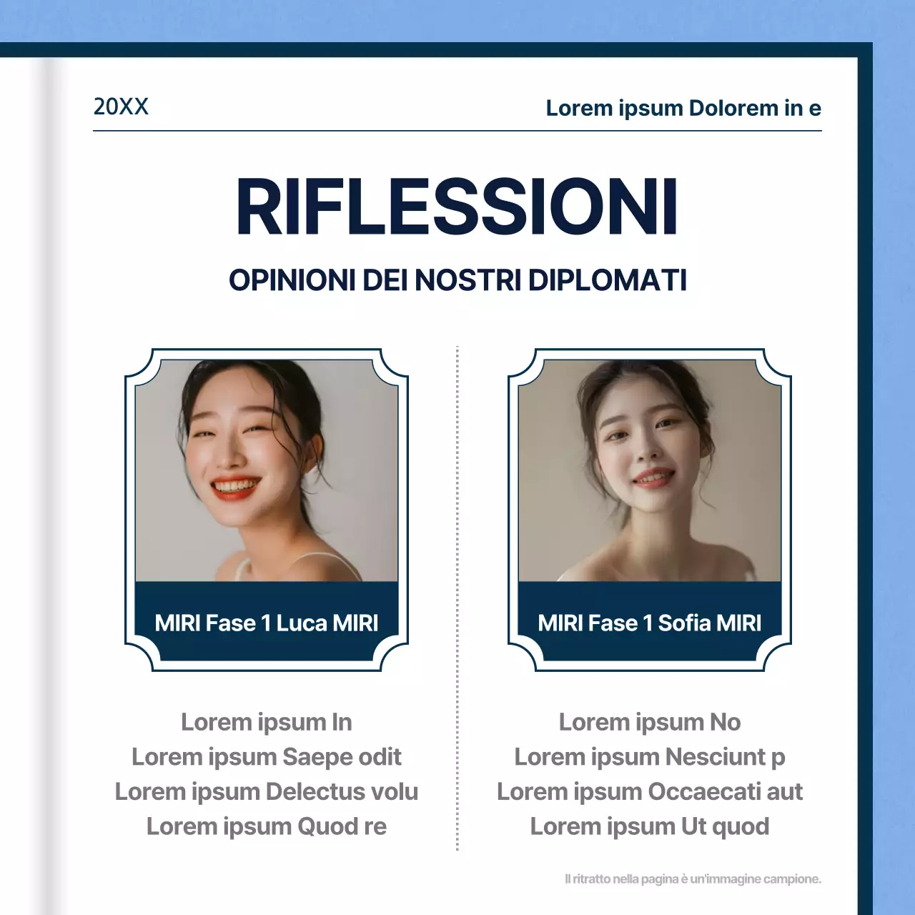 Lettera di laurea minimalista con sfondo azzurro