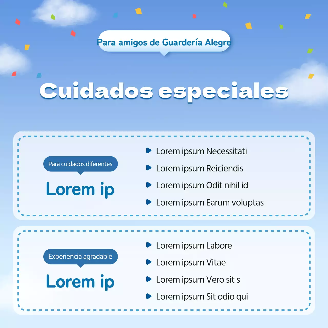 Un bonito anuncio de contratación de guardería en azul claro y blanco