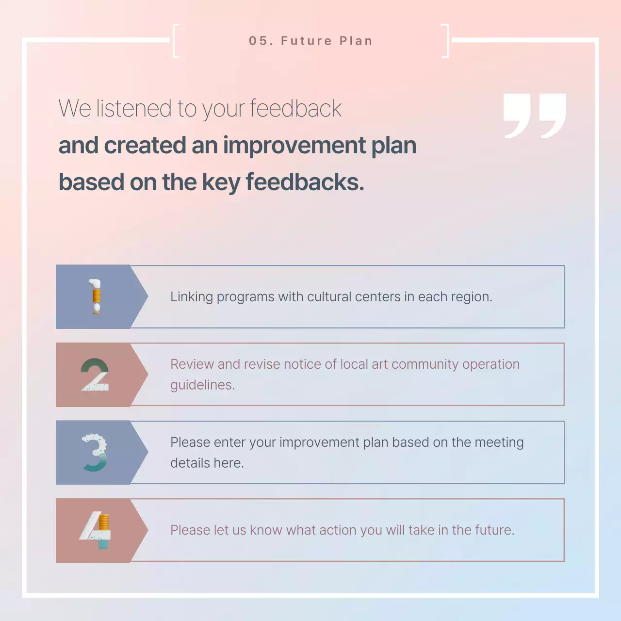 A simple pink and light blue meeting results report