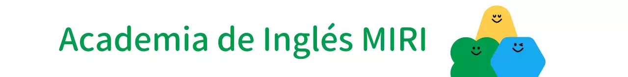 Bonita academia de inglés en amarillo, verde y azul