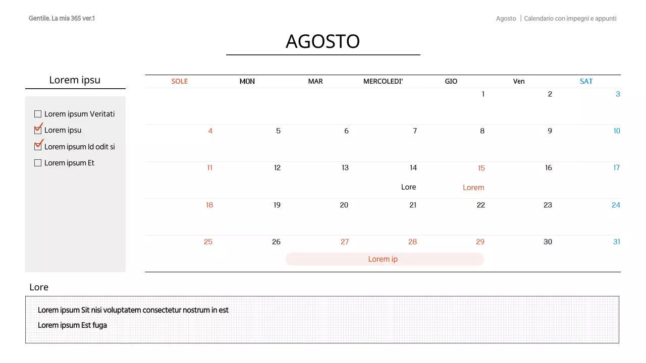Un calendario GoodNote di tendenza in bianco e grigio