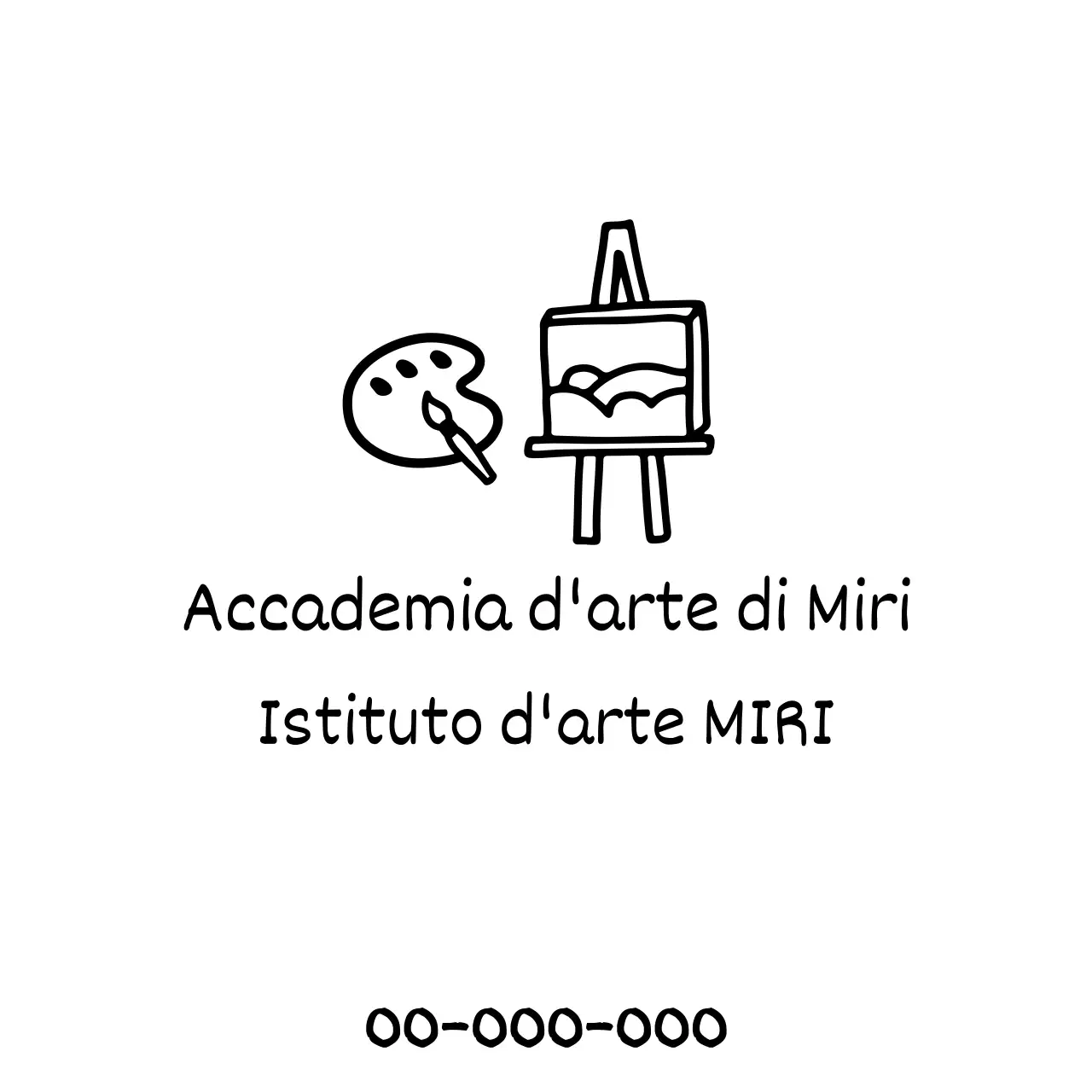 Una scuola d'arte simile a un disegno con tavolozze e quadri su tela