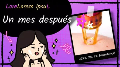 Anuncios testimoniales sobre tratamientos cutáneos de color morado