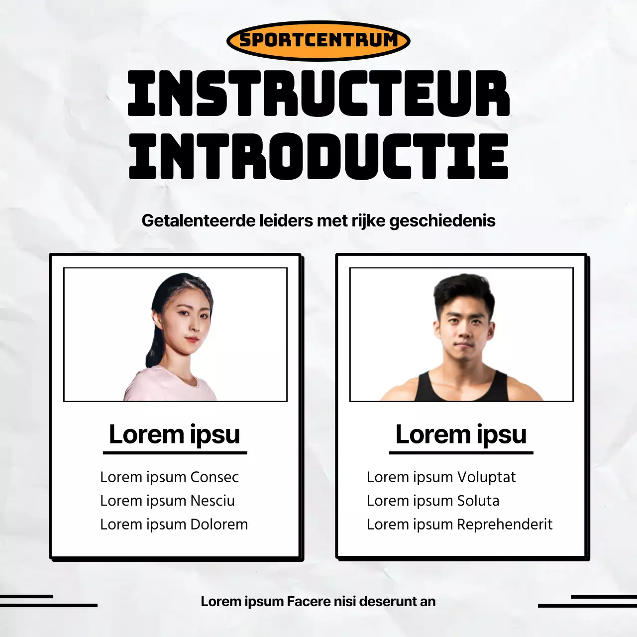 Minimalistische wervingsadvertentie voor voetbalclub in zwart en oranje