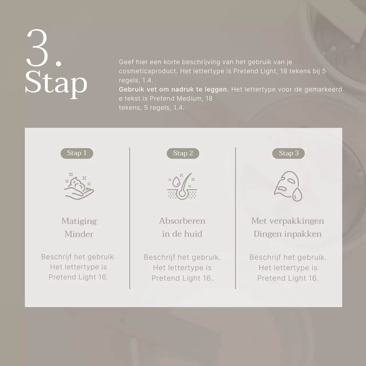 Bevorder eenvoudige cosmetische huidverzorging in beige