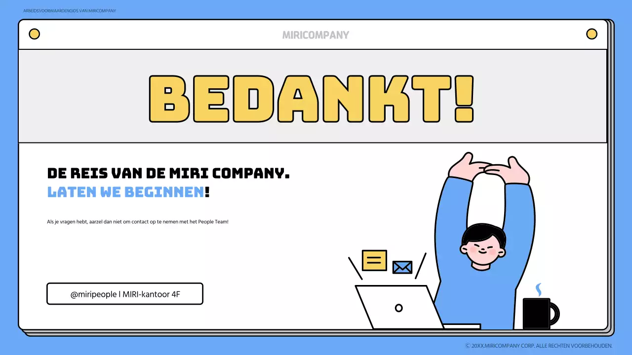 Blauw en geel onboarding trainingsmateriaal