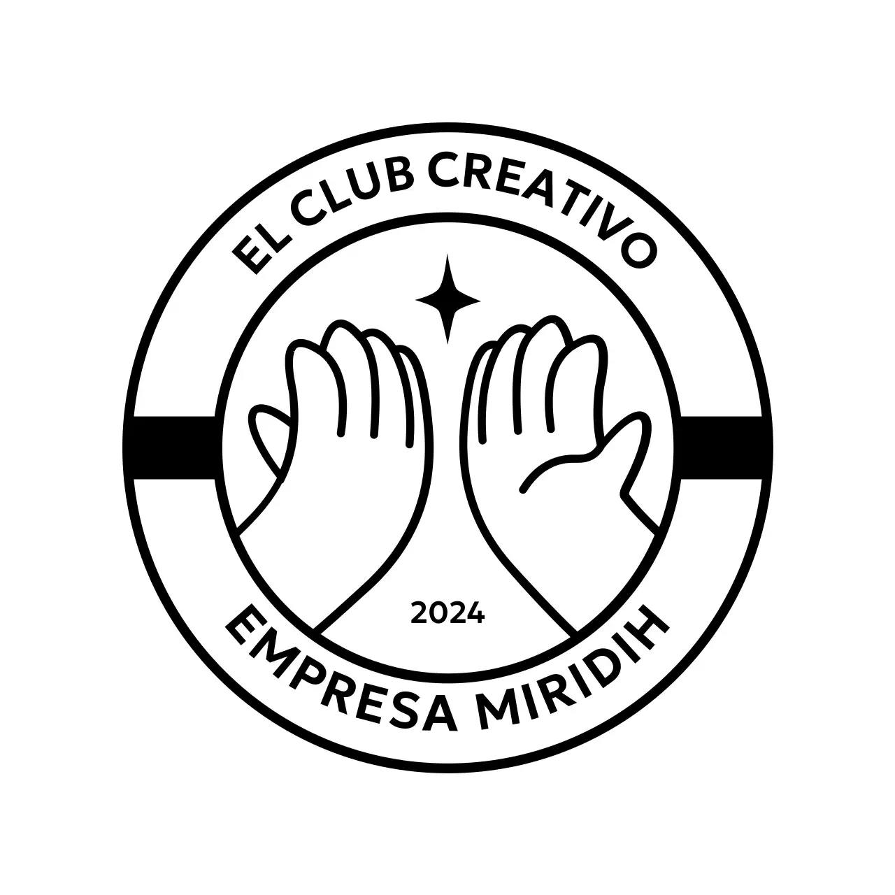 Logotipo estampado con manos chocando los cinco