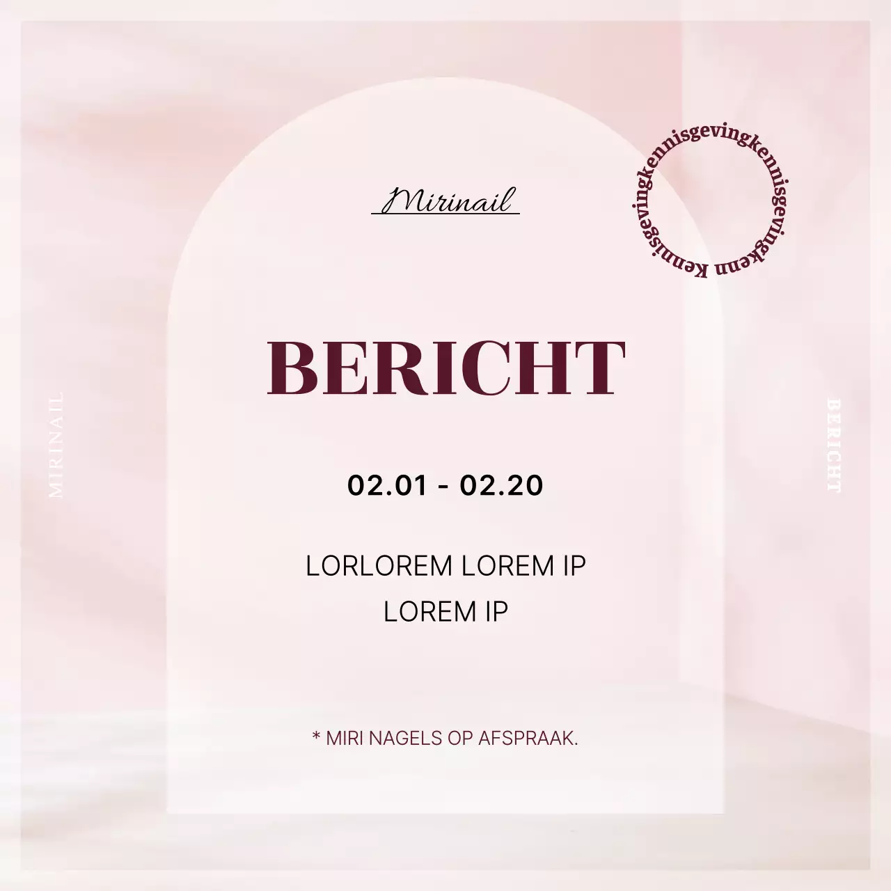 Aankondiging over het boeken van een eenvoudige roze nagelsalon