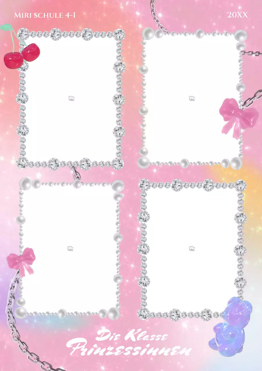 Kitschiger Fotorahmen mit vier Schnitten in Rosa