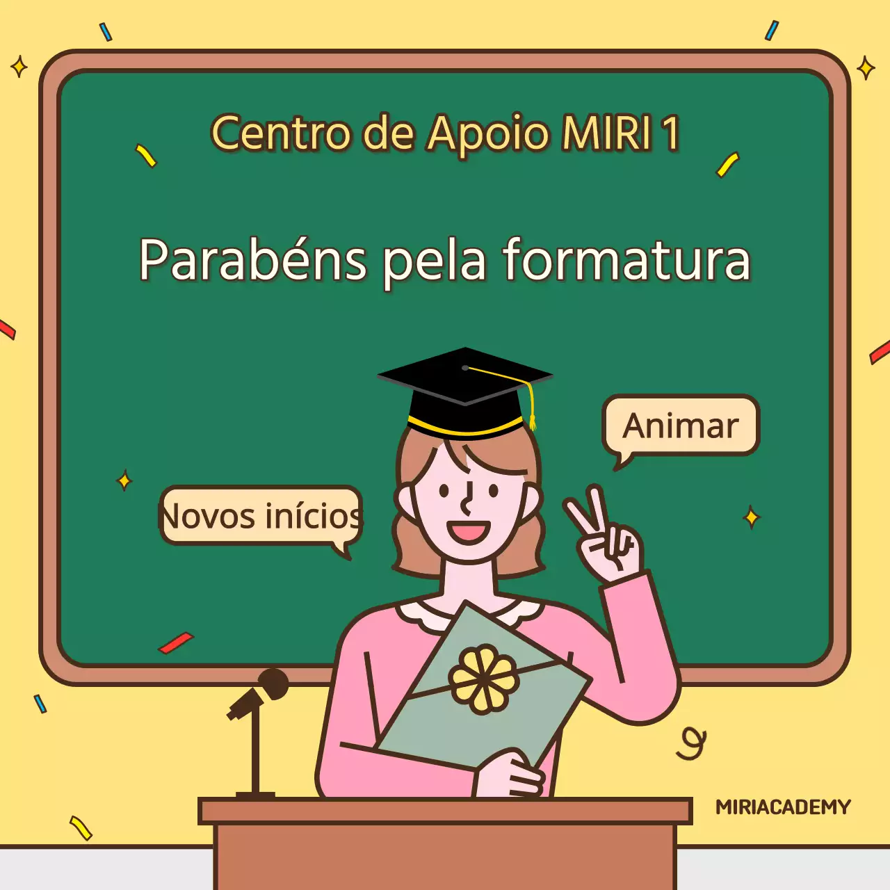 Um belo post de formatura em amarelo e verde